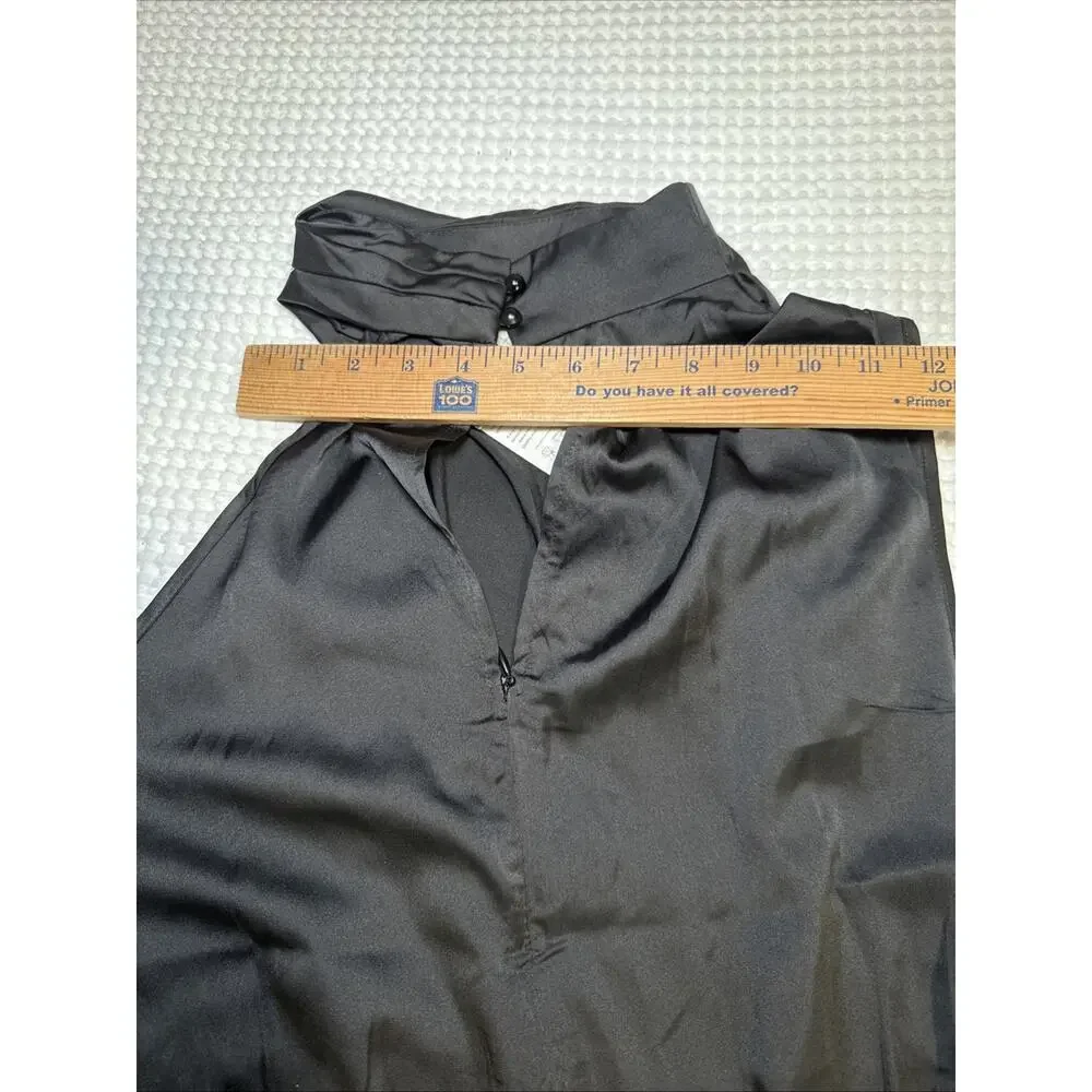 BTFBM Womens Satin Mock Neck Sleeveless Summer Shorts Romper Solid Black Lg NWT